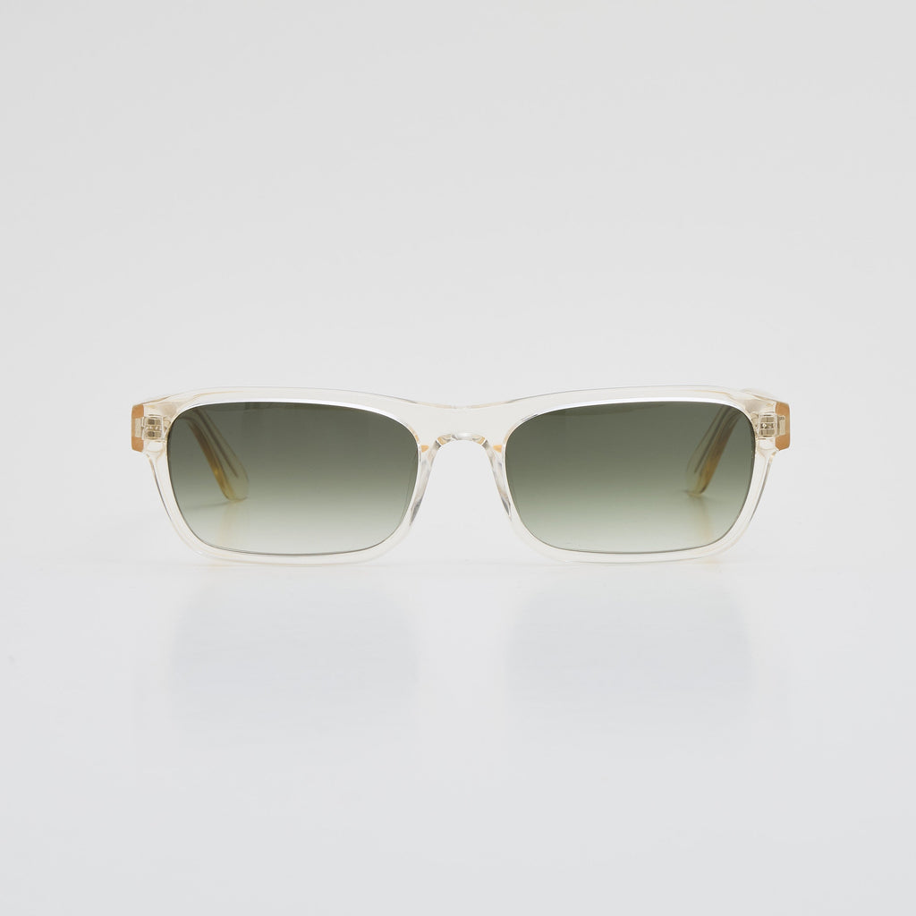 Latiner sunglasses in Transparent Yellow acetate with Carl Zeiss gradient lenses, front view on white background