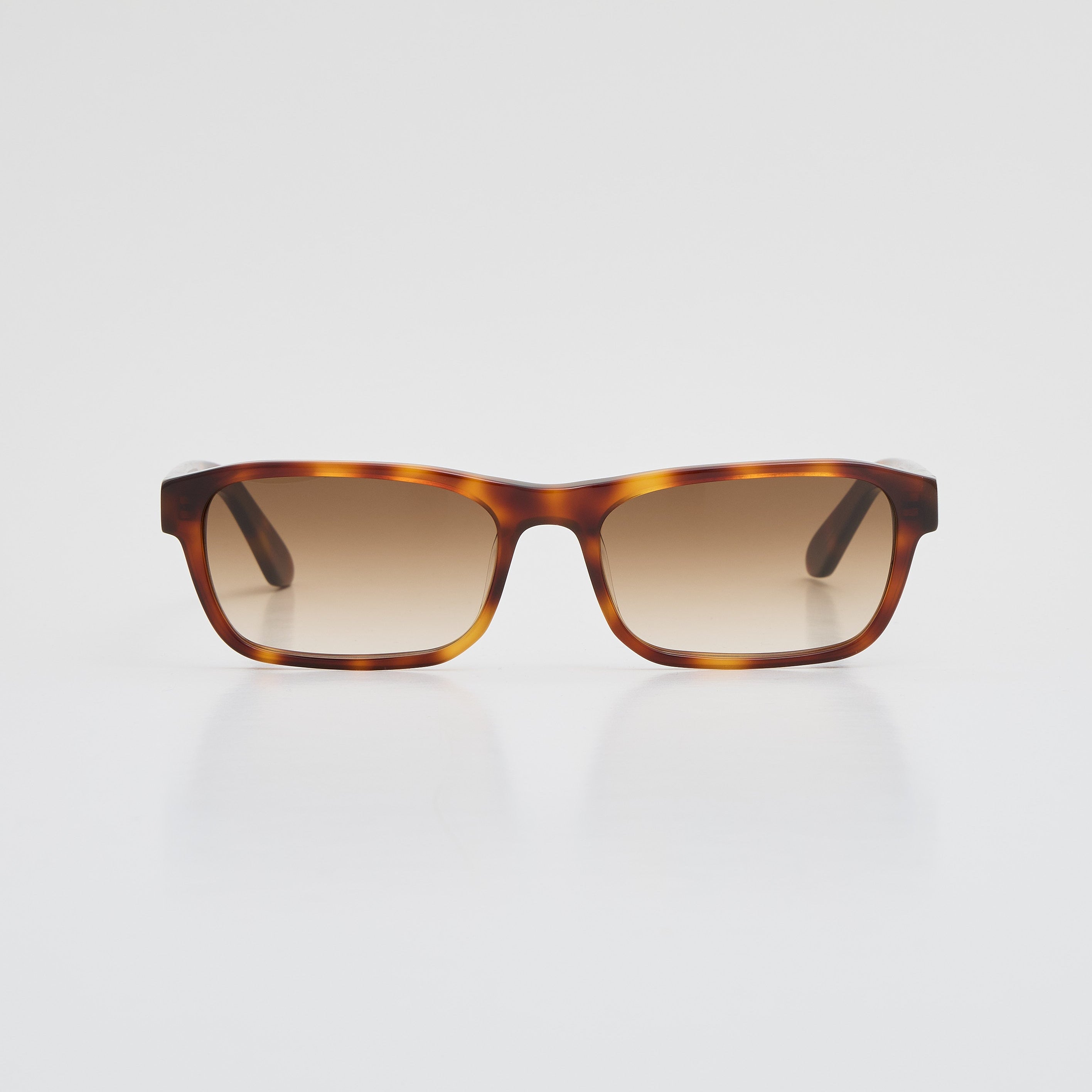 Front view of Latiner sunglasses in tortoiseshell acetate with brown gradient Carl Zeiss lenses.